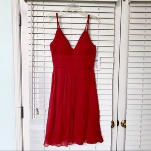 NWT Cassini Red Silk Cocktail Thin Strap Dress 10